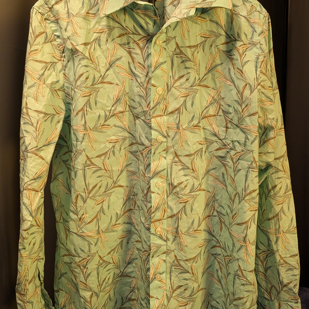 Club Room Green Botanical Print Casual Shirt